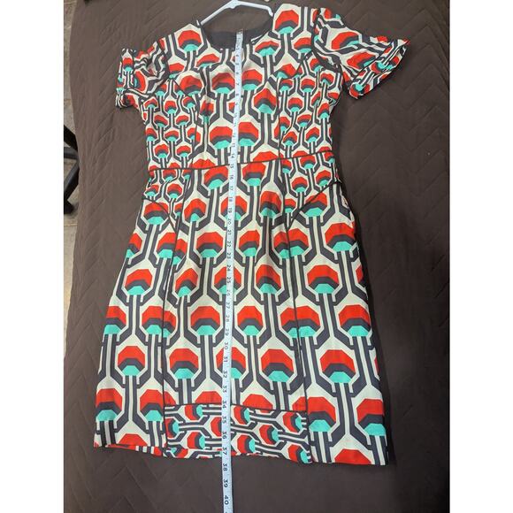 Original Milly of New York short sleeve silk dress w/geometric mod color print - Picture 12 of 12